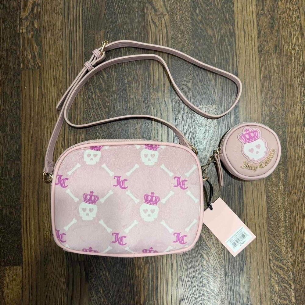 juicy couture βhaunted coutureβ double pink camera crossbody bag with coin purse